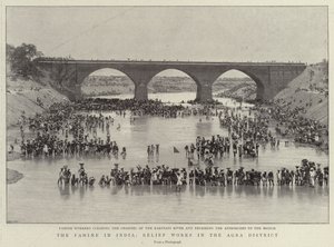 The Famine in India, Relief Works in the Agra District by English Photographer